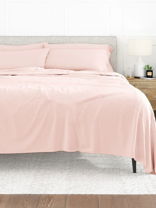 Comfort Canopy - Ultra Soft 6 PC Microfiber Adult Bed Sheet Set - 19 Vibrant Colors with Extra Pillowcases - Blush Bed Sheets for King, Queen, Full, & Twin Beds