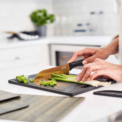 Thyme & Table 20-Piece Stainless Steel Knife and Cutting Board Set, Black