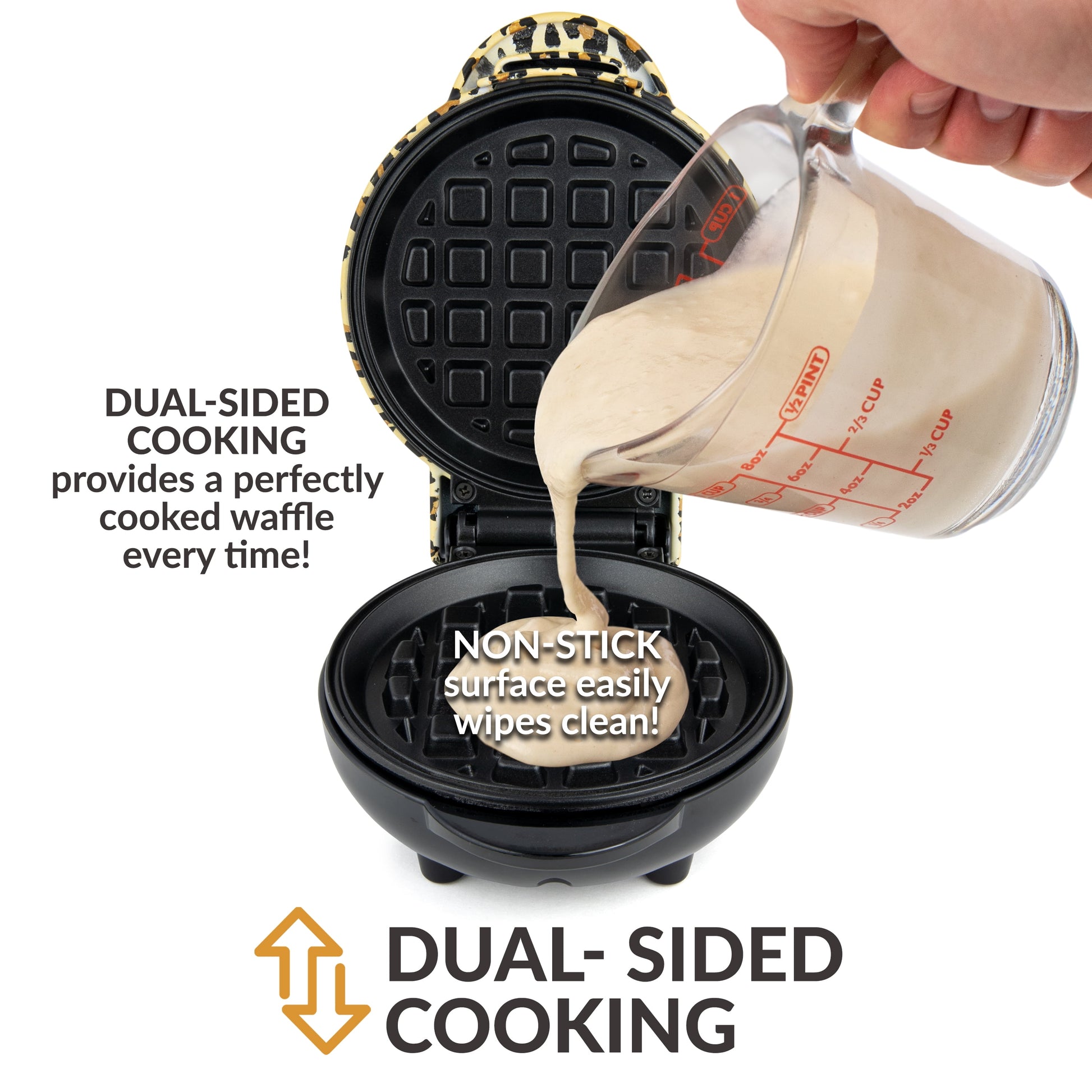 MyMini Waffle Maker, Brown & Black Leopard Print