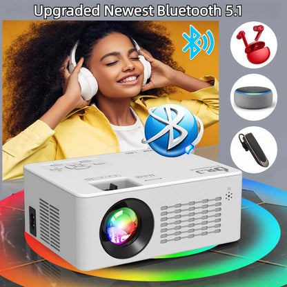 5G WiFi Projector with Bluetooth 5.2, 9500L  HD Movie Projector, 1080P 250'' Display Supported