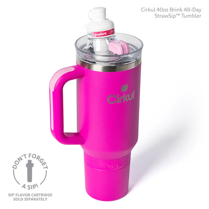 Cirkul 40oz All-Day StrawSip Double-Wall Insulated Stainless Steel Tumbler with Handle, Brink (Bright Pink)