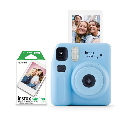 Fujifilm instax Mini SE Instant Camera with Bonus 10 pack Mini Film, Light Blue