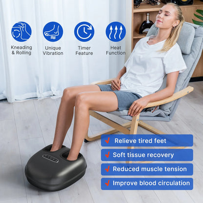 Renpho Shiatsu Foot Massager with Heat for Tired Foot Blood Circulation up to size 11, Black,Gift