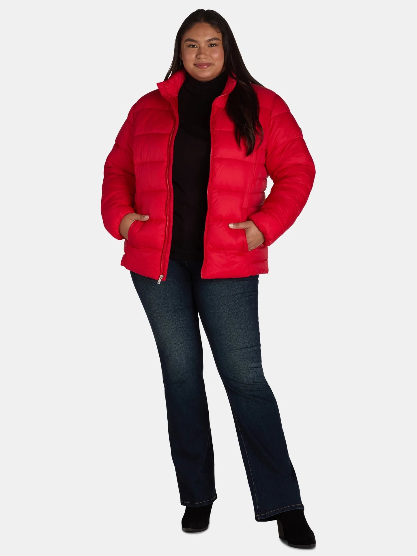 Time and Tru Women's and Women's Plus Puffer Jacket, Sizes XS-3X