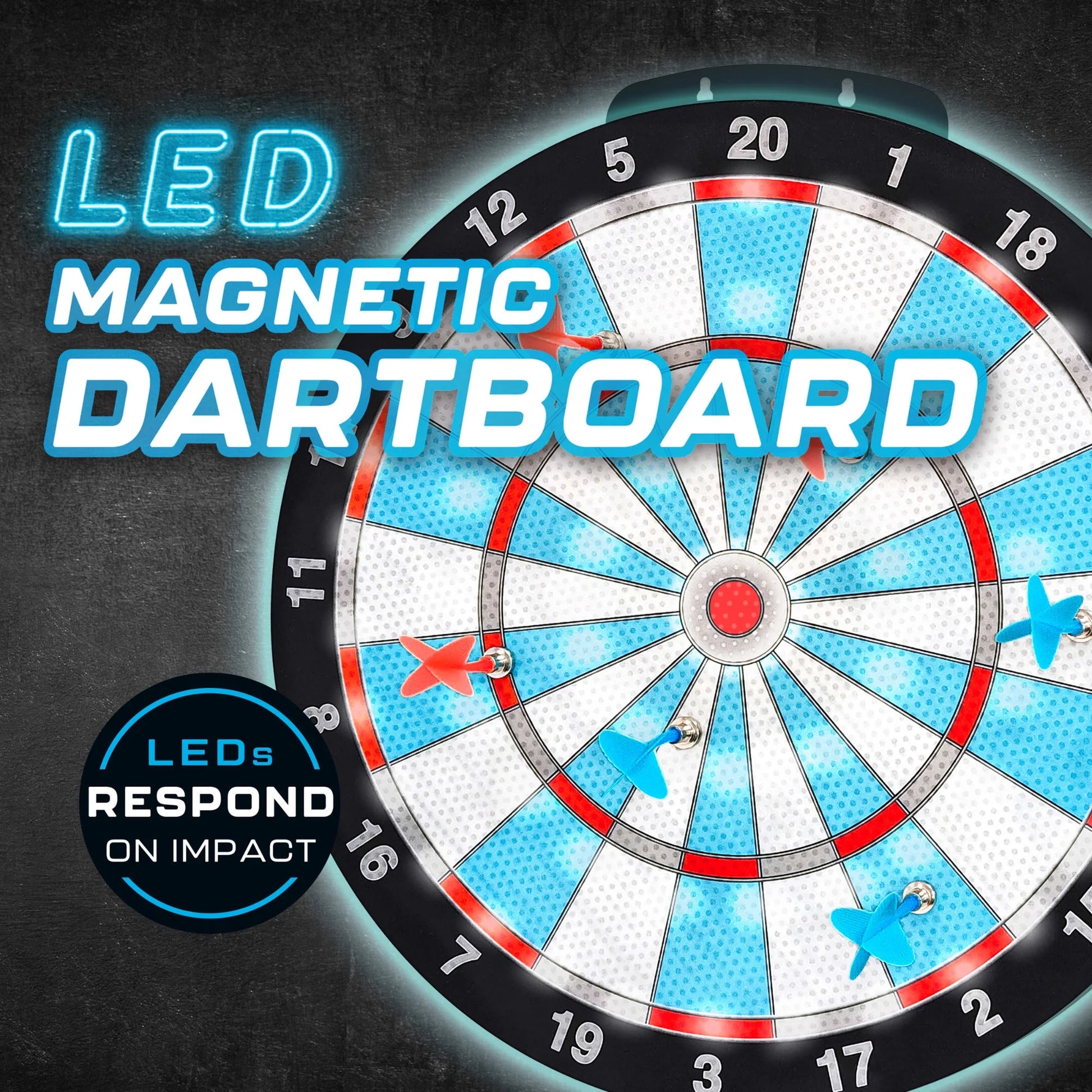 LED Magnetic Dartboard, Dart and Target Game, for All Ages, by MinnARK