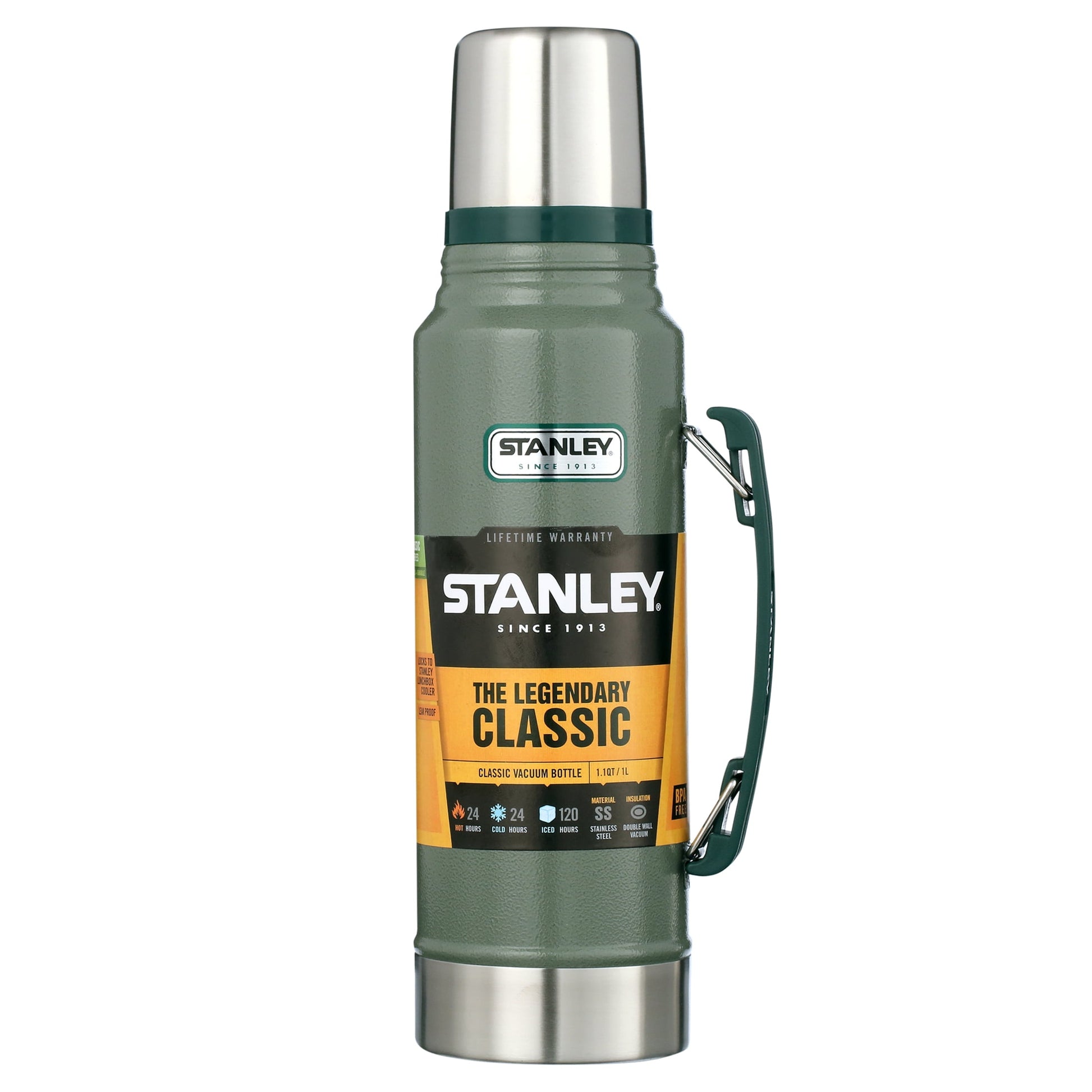 STANLEY Classic Vacuum Bottle, Green/Silver