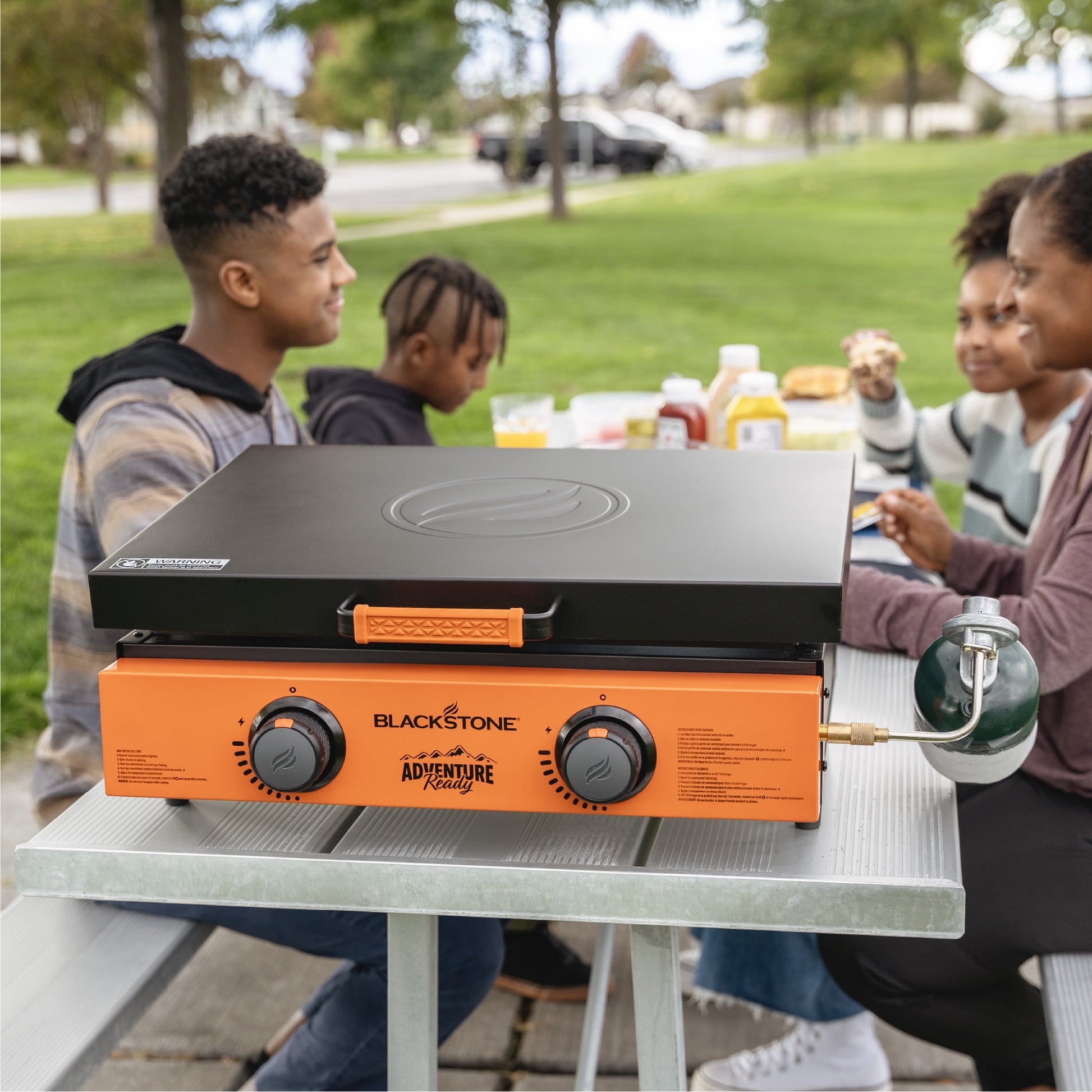 Blackstone Adventure Ready 2-Burner 22" Propane Griddle with Hard Cover in Orange