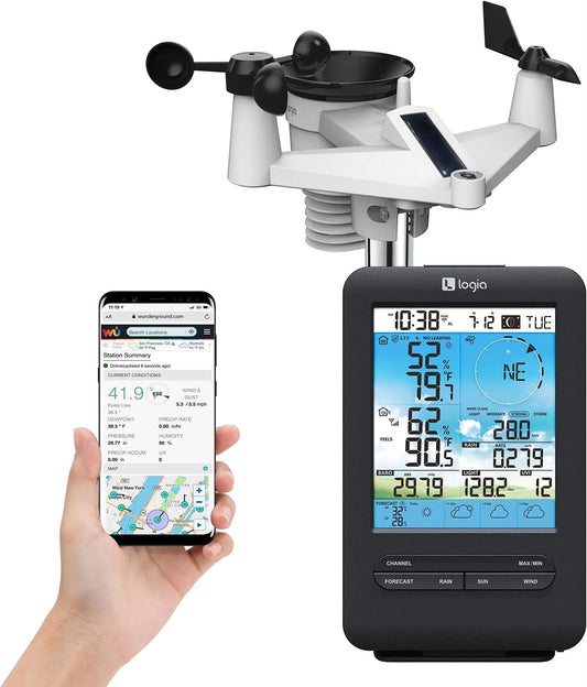 Logia 7-in-1 Wireless Weather Station W/4-Day Forecast, Wi-Fi, Solar Cell & More