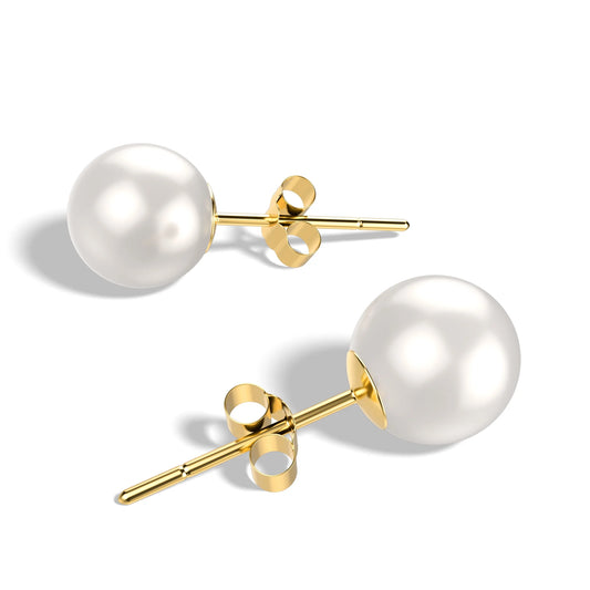 4.00 CTTW Genuine Cultured Pearl Earring in 18k Yellow Gold