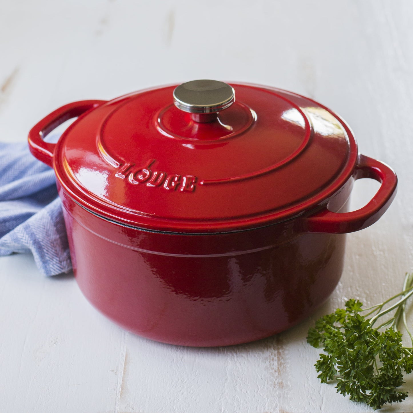 Lodge Cast Iron 5.5qt Red Enameled Dutch Oven