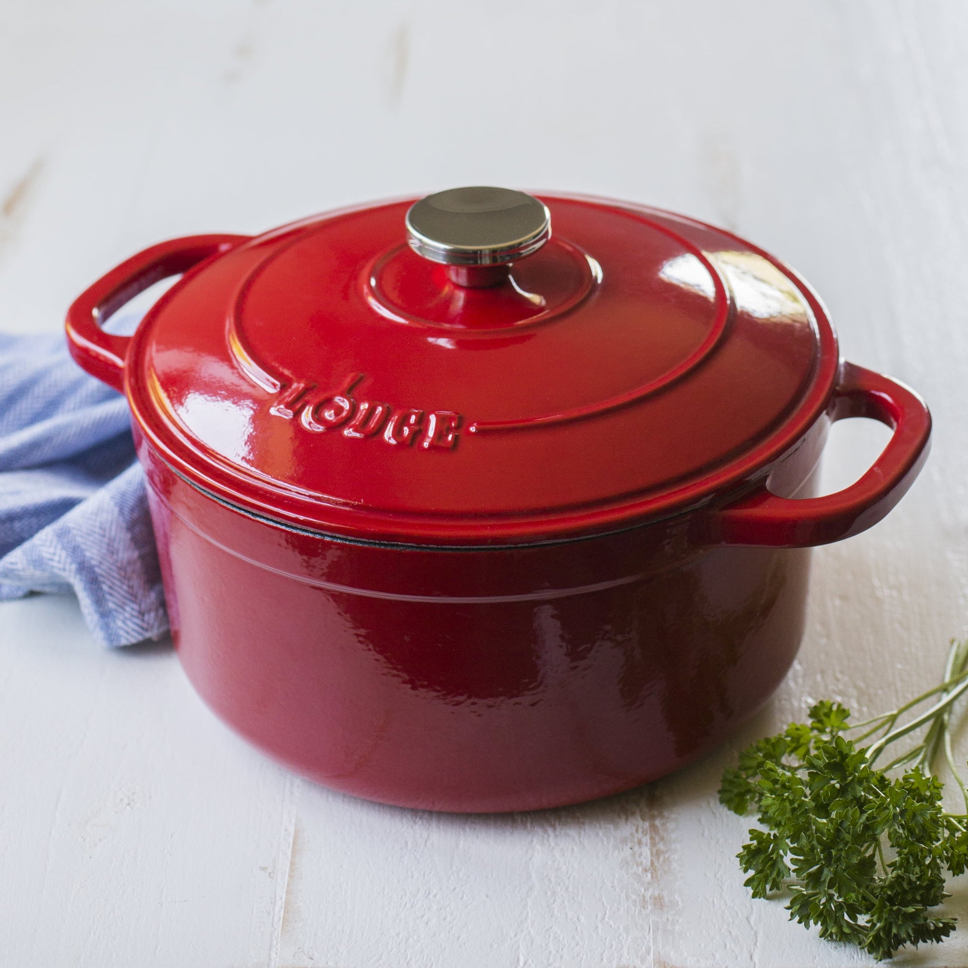 Lodge Cast Iron 5.5qt Red Enameled Dutch Oven