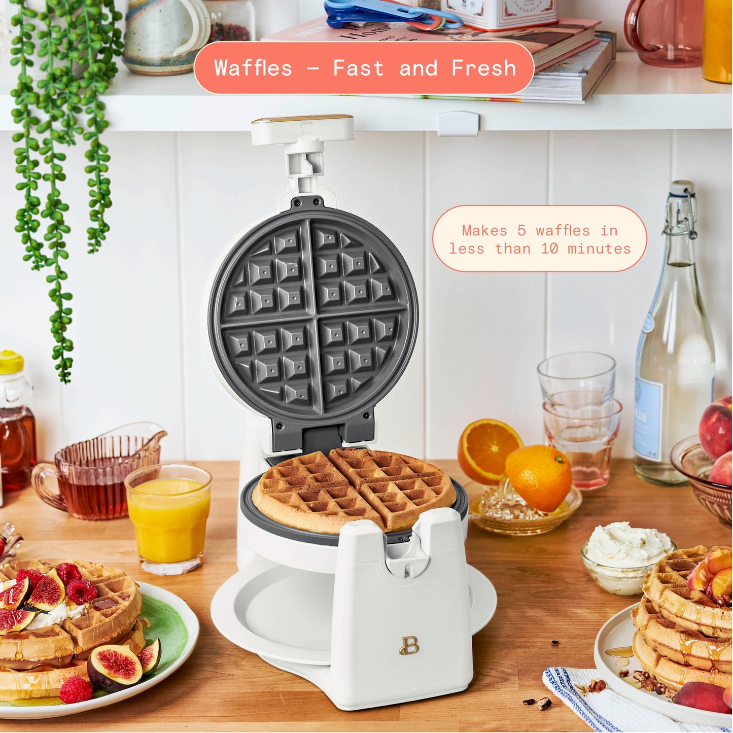 Beautiful Electric Griddle/Waffle Maker Breakfast Set, White Icing by Drew Barrymore