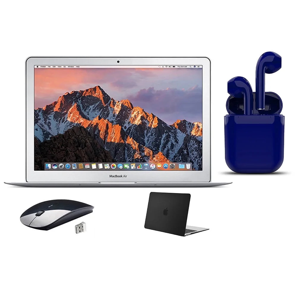 Restored | Apple MacBook Air | 8GB RAM | 256GB SSD | 13.3-inch | Intel i5 | 1.6GHz to 2.7GHz Turbo Boost | Bundle: USA Essentials Bluetooth/Wireless Airbuds, Black Case, Wireless Mouse