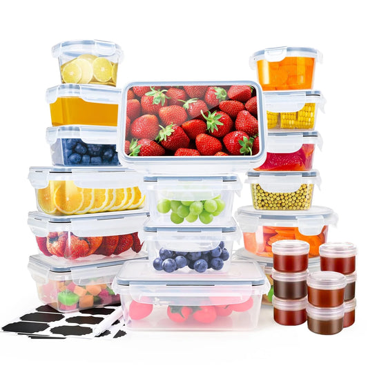 TINANA Food Storage Containers with Airtight Lids: 52 PCS Kitchen Storage Containers for Pantry Organizers and Storage, BPA-Free Meal Prep Container with Labels & Marker