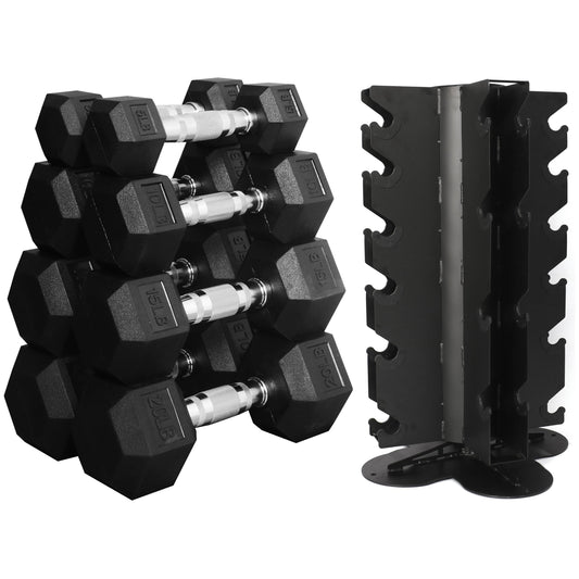 BalanceFrom Dumbbell Set with PowerSpin Rack, 100lb (Black)