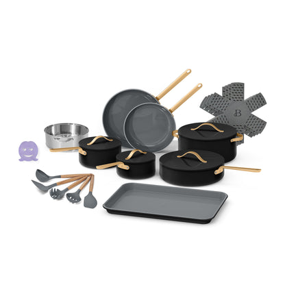 Beautiful 22pc Cookware Set, Black Sesame by Drew Barrymore