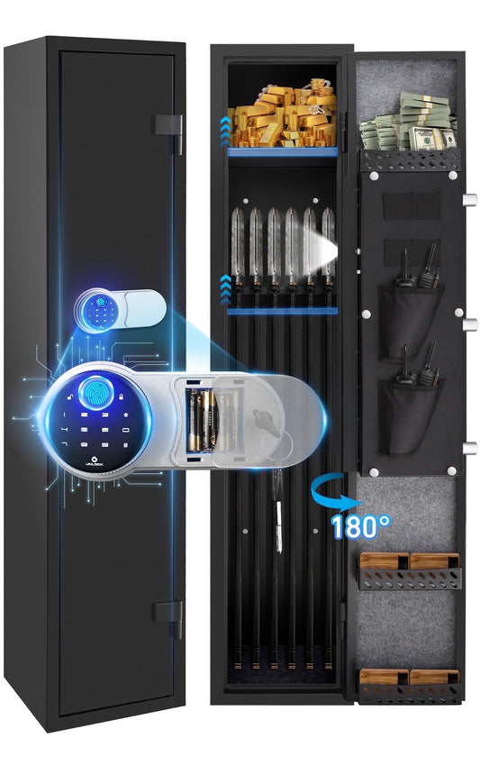 Bigfeliz Biometric Gun Safe,Quick Access 5-6 Gun Rifle with Handgun Storage Cabinet for Home