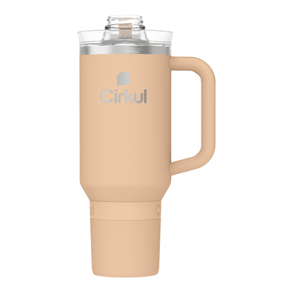 Cirkul 40oz All-Day StrawSip Double-Wall Insulated Stainless Steel Tumbler with Handle, Apricot (Light Orange)