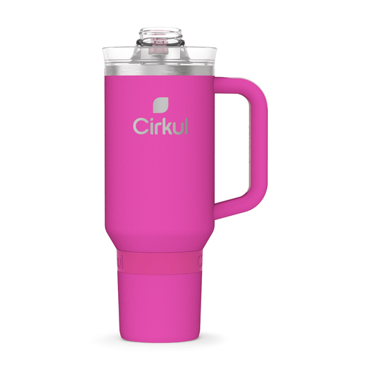 Cirkul 40oz All-Day StrawSip Double-Wall Insulated Stainless Steel Tumbler with Handle, Brink (Bright Pink)