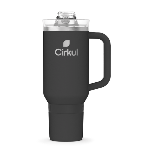 Cirkul 40oz All-Day StrawSip Double-Wall Insulated Stainless Steel Tumbler with Handle, Carbon (Black)