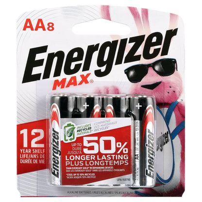 Energizer MAX AA Batteries (8 Pack), Double A Alkaline Batteries