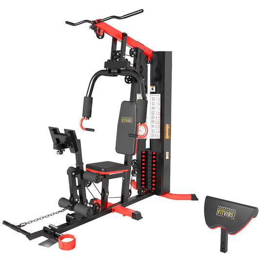 Fitvids LX760 Multifunctional Full Home Gym System Workout Station with 122.5 Lbs Weight Stack, One Station with Leg Training Pedal, Comes with Installation Instruction Video, Ships in 5 Boxes