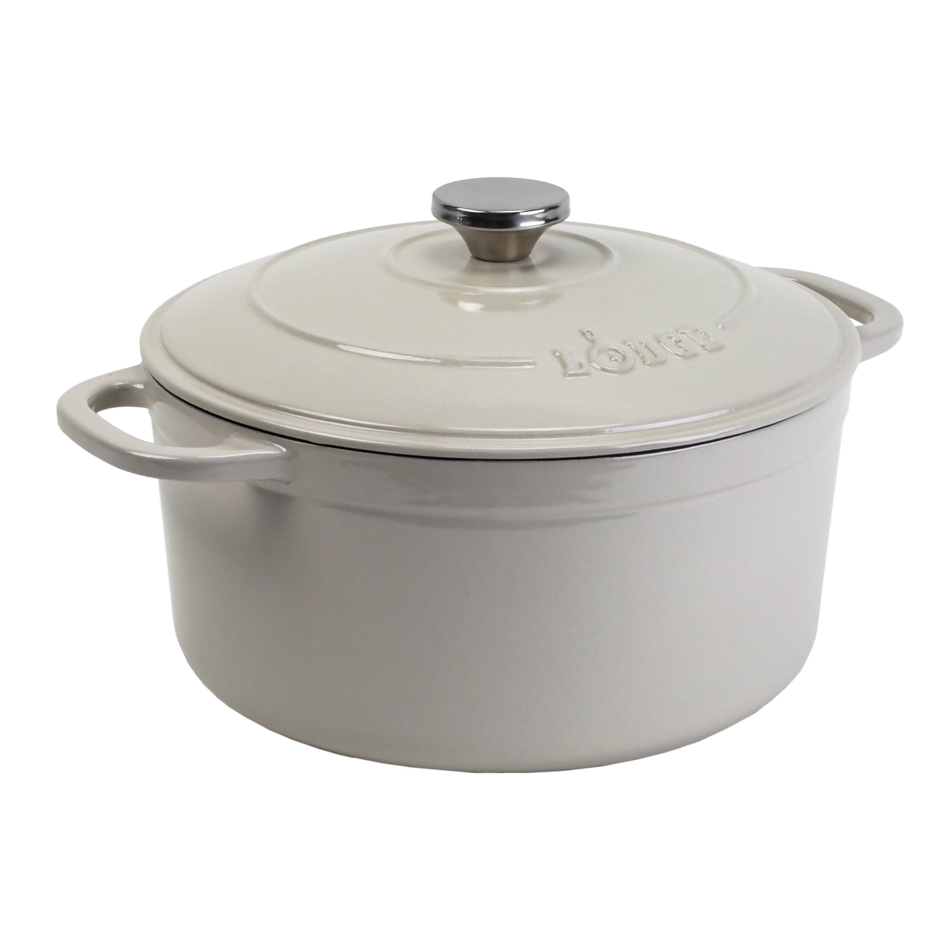 Lodge Cast Iron 5.5qt Oyster White Enameled Dutch Oven