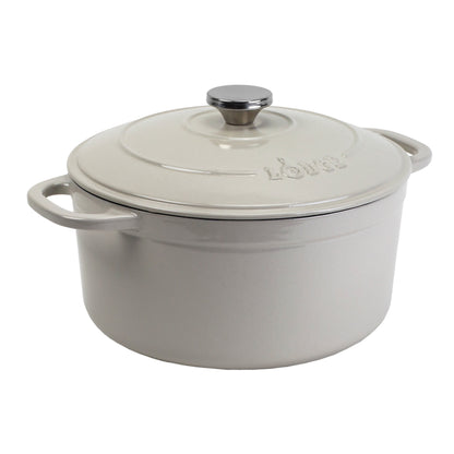 Lodge Cast Iron 5.5qt Oyster White Enameled Dutch Oven