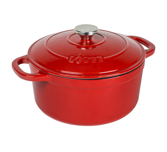 Lodge Cast Iron 5.5qt Red Enameled Dutch Oven