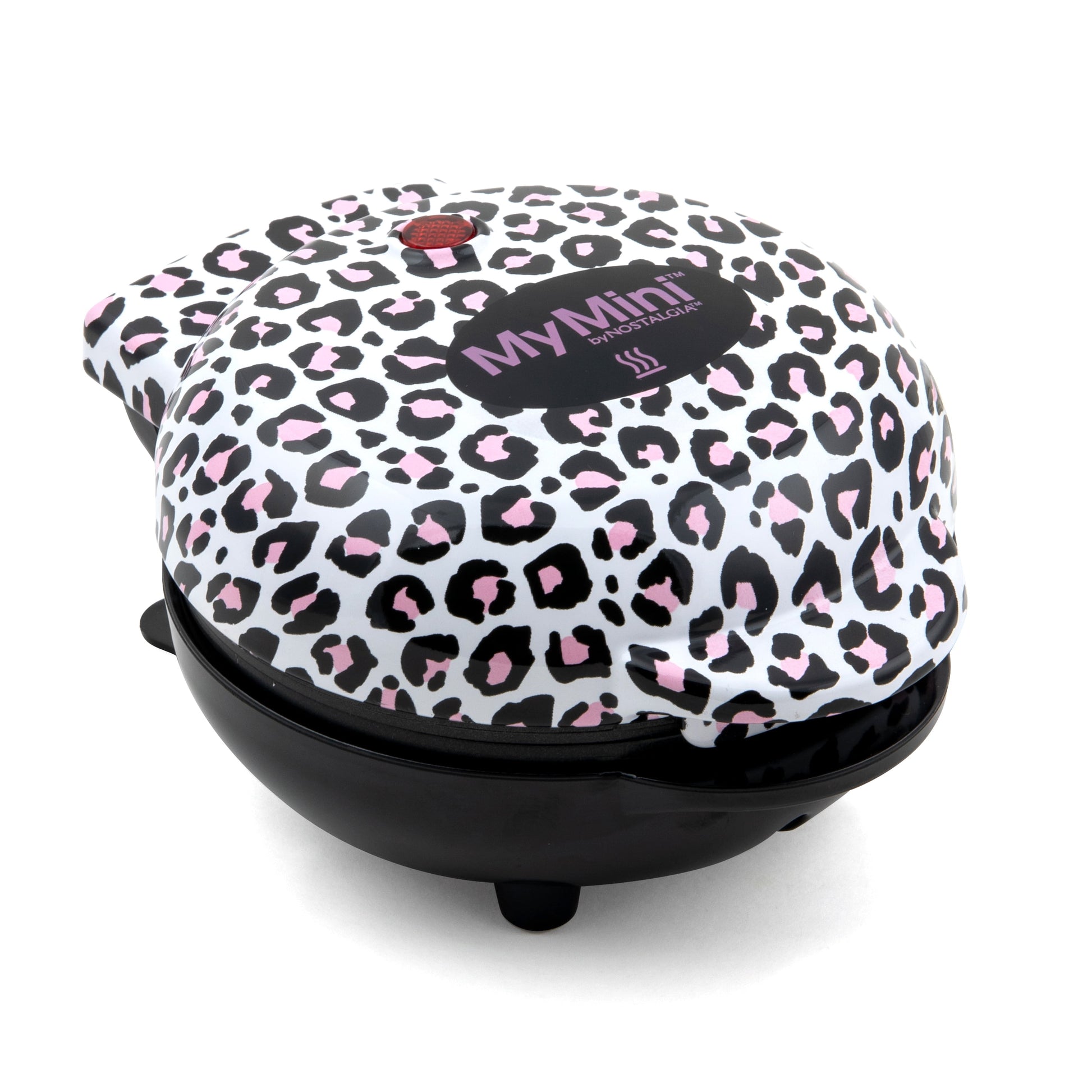 MyMini Waffle Maker, Black & White Leopard Print