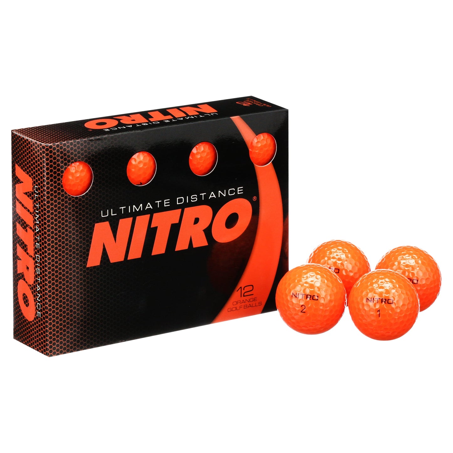 Nitro Golf Ultimate Distance Golf Balls, Orange, 12 Pack