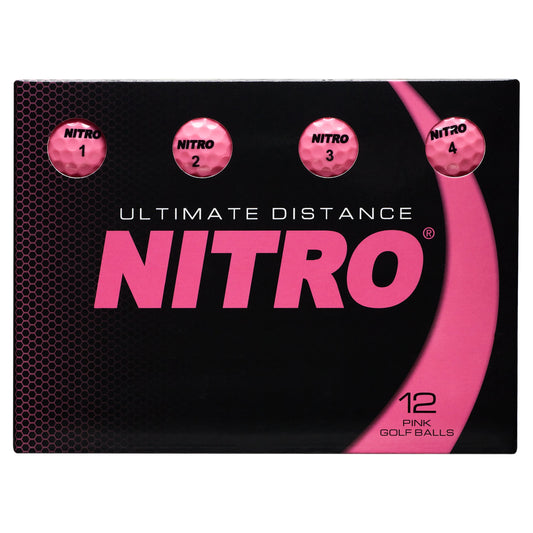 Nitro Golf Ultimate Distance Golf Balls, Pink, 12 Pack