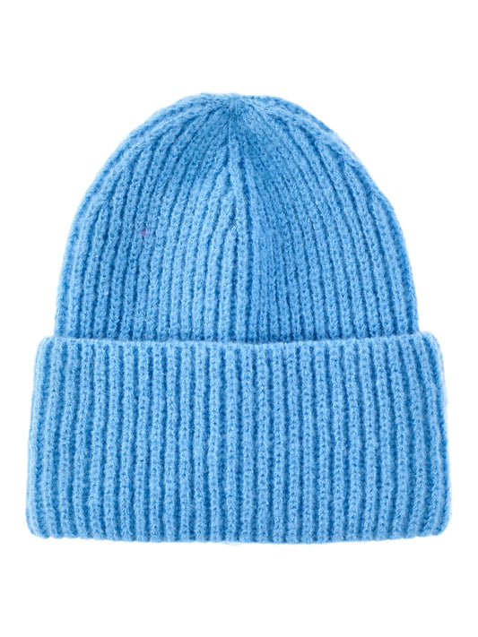 No Boundaries Women's Ribbed Fisherman Winter Beanie, Blue Spark