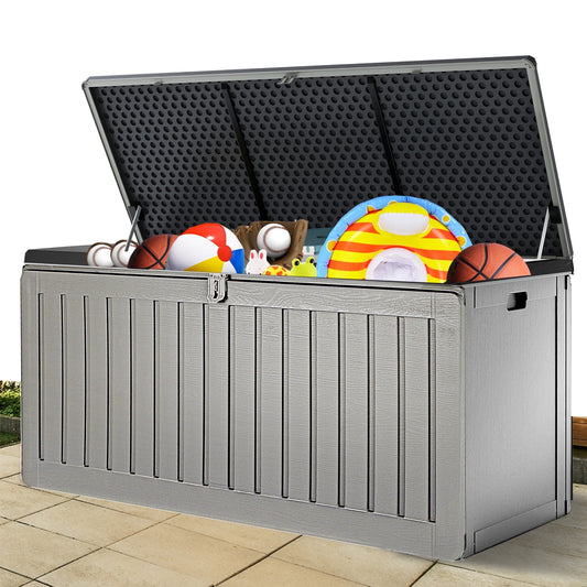 Seizeen Deck Box for Outside, 75GAL Outdoor Storage Box w/Wheels, All-weather Patio Storage for Cushions Toys, Waterproof Resin Deck Box