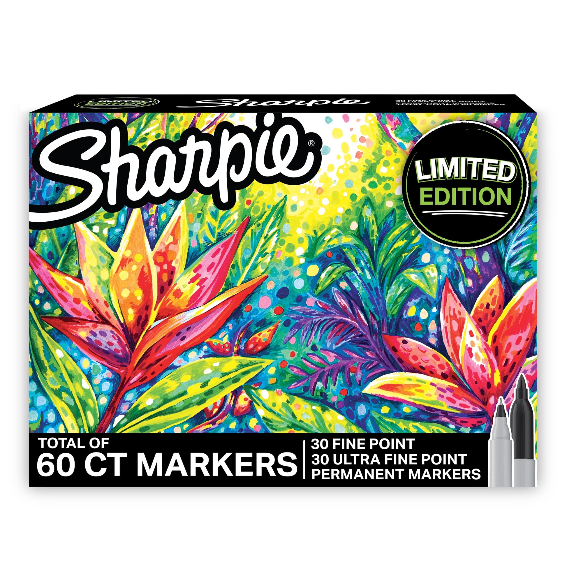 Sharpie Permanent Markers Limited Edition Set, Contains Fine Point Markers and Ultra-Fine Point Markers, 60 Count