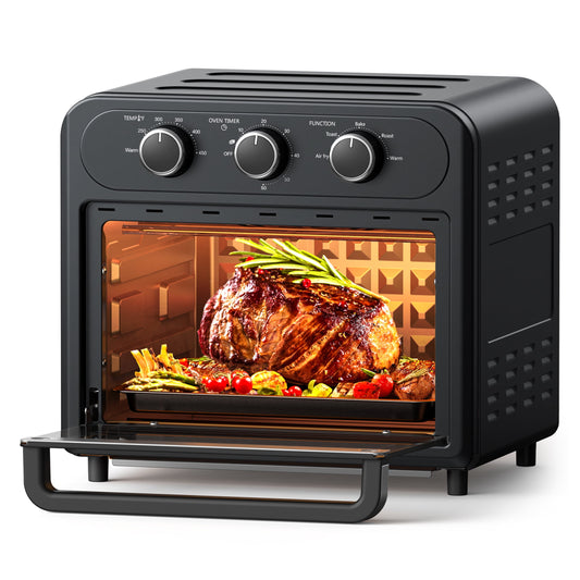 TaoTronics Air Fryer, 1700W 14.8 Quart, 5 in 1 Toaster Oven Countertop, Oil-Less Cooking, Stainless Steel, Black