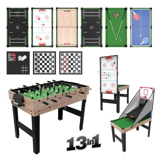 Tzumi 13-in-1 Multi Game Table for Arcade Games of Foosball, Air Hockey, and More