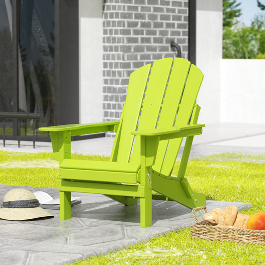 Westintrends Outdoor Folding HDPE Adirondack Chair, Patio Seat, Weather Resistant, Lime