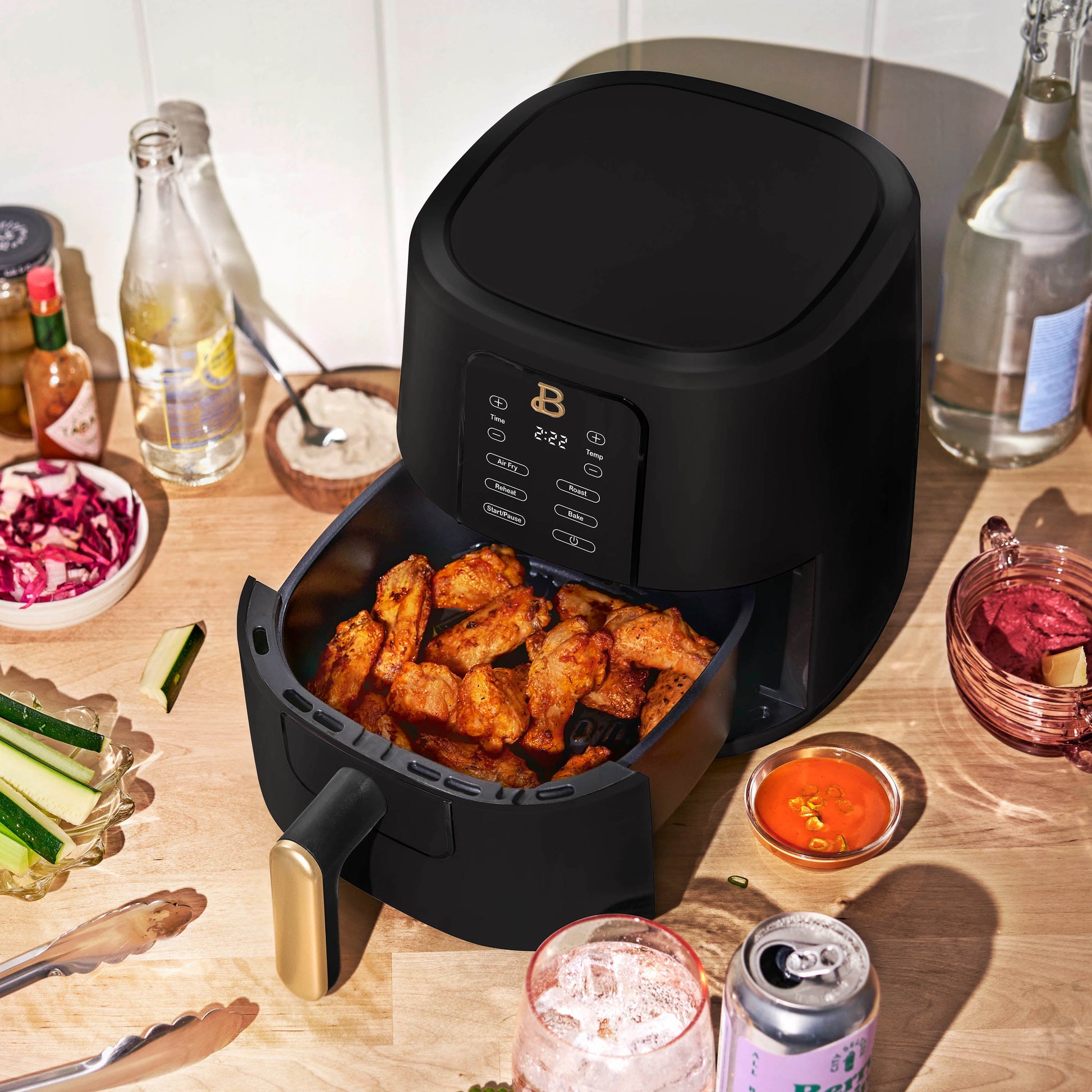 Beautiful 3 Qt Air Fryer with TurboCrisp Technology, Black Sesame by Drew Barrymore