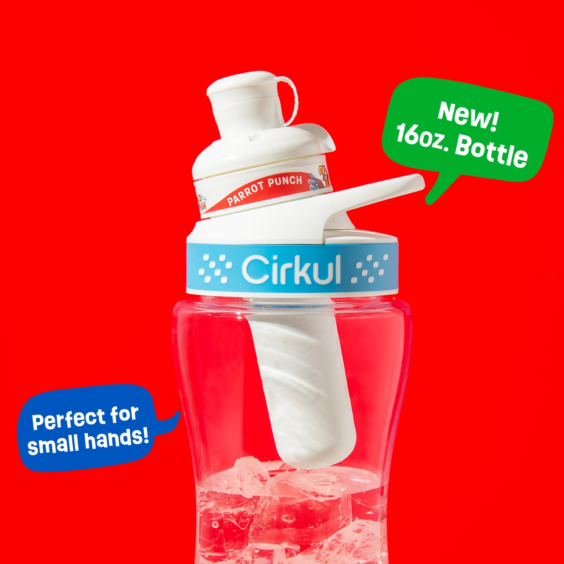 Cirkul 16oz Plastic Water Bottle Starter Kit with Blue Lid, 1 Flavor Cartridge (Wild Splash Parrot Punch)