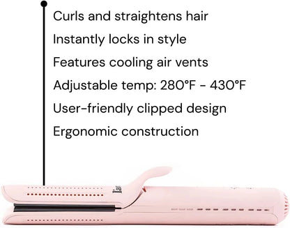 L'ange Hair Le Duo 360 Airflow Styler, Titanium Flat Iron Hair Straightener (Blush)