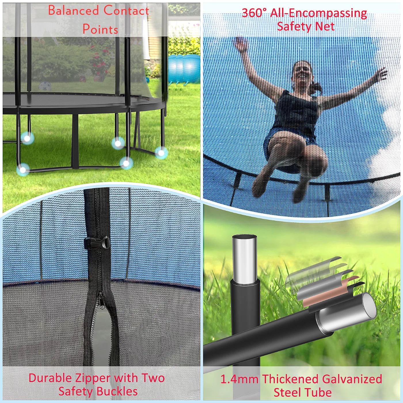 16FT Trampoline for 8-9 Kids Adults with Basketball Hoop, Enclosure, Light, Sprinkler, Socks, 2000LBS Outdoor Round Heavy Duty Recreational Backyard Trampoline