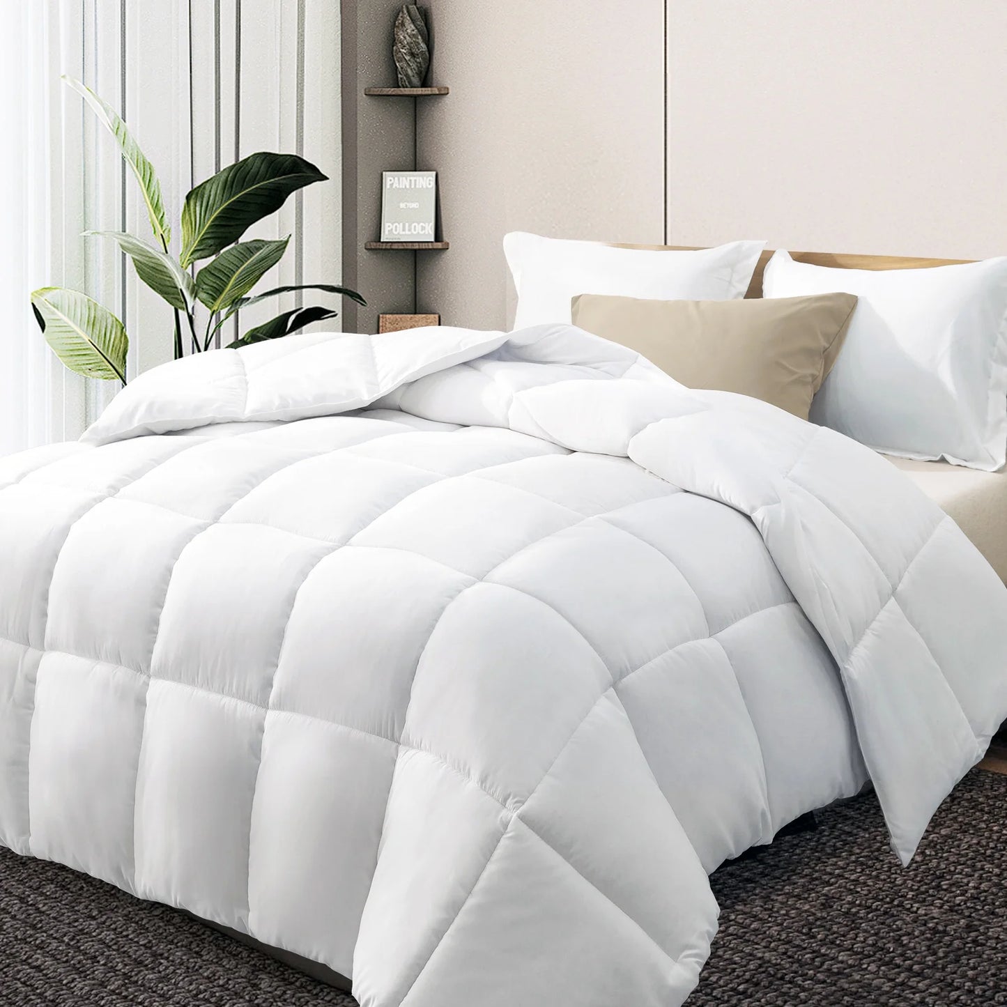 Downcool Full/Queen Comforter, White | All Season Hotel Down Alternative Duvet Insert, Adult, Unisex, 88x92in