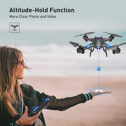 SNAPTAIN S5C WiFi FPV Drone with 1080P FHD Camera, Voice Control, Gesture Control RC Quadcopter for Beginners with Altitude Hold, Gravity Sensor, RTF One Key Take Off/Landing, Compatible w/VR Headset