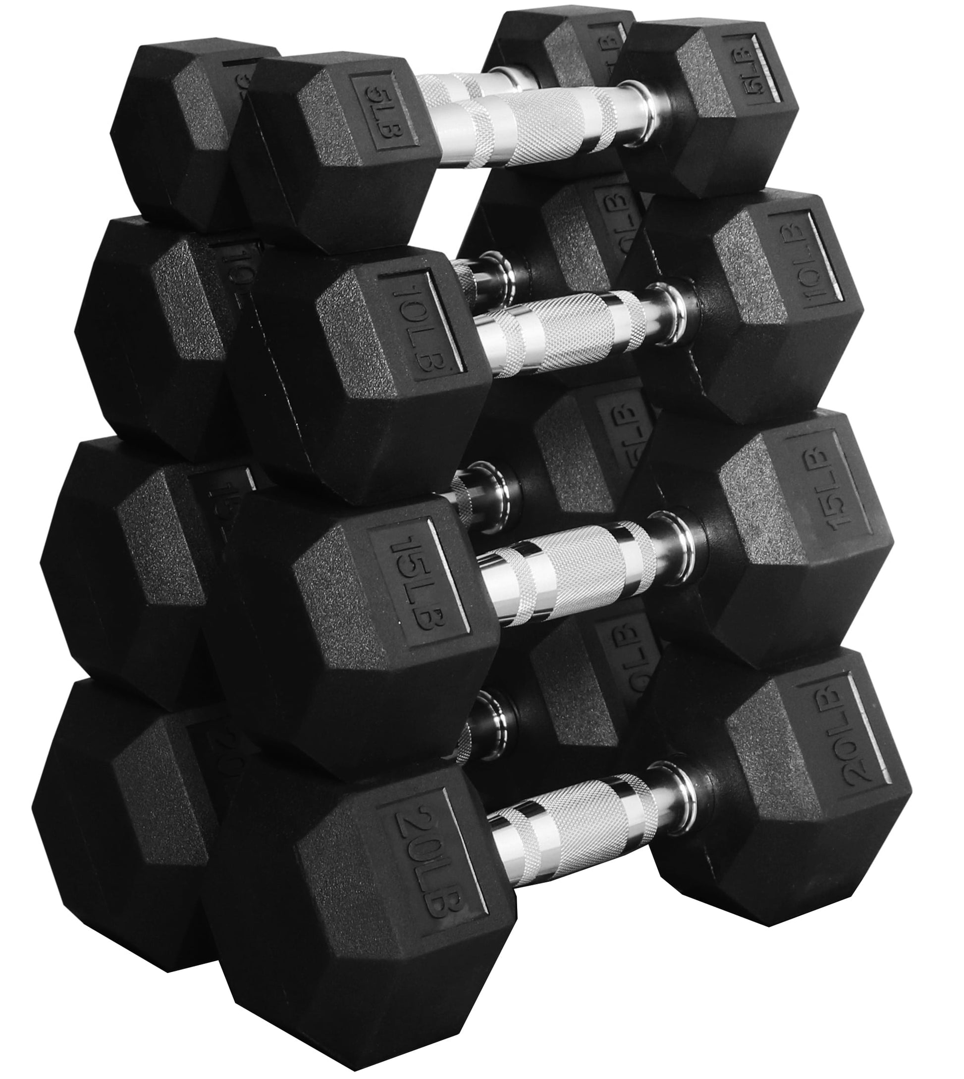 BalanceFrom 150LB Rubber Coated Hex Dumbbell Weight Set with A-Frame Rack, 5-25 lbs Pairs