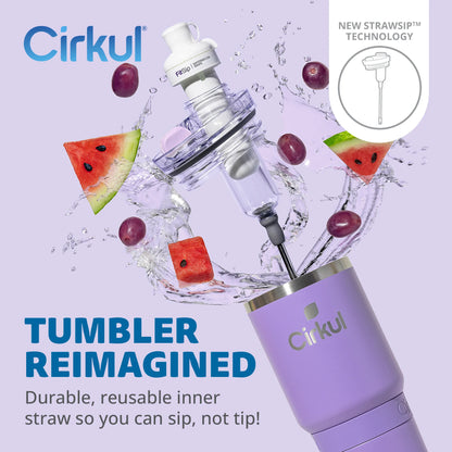 Cirkul 24oz Amethyst On-The-Go StrawSip Tumbler, 1 Flavor Cartridge (FitSip Watermelon Grape)