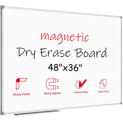 Lockways White Board 48" x 36" Magnetic Dry Erase Board for Wall Large Whiteboard 4x3 Marker Board, School Supplies