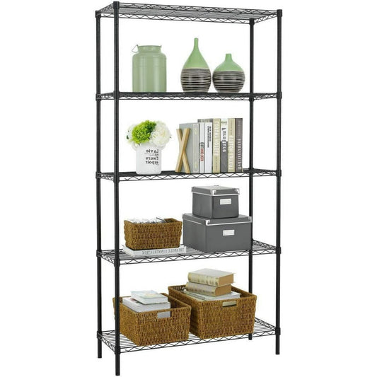 BestOffice 5 Tier Wire Shelving Unit 1250lb Capacity Black