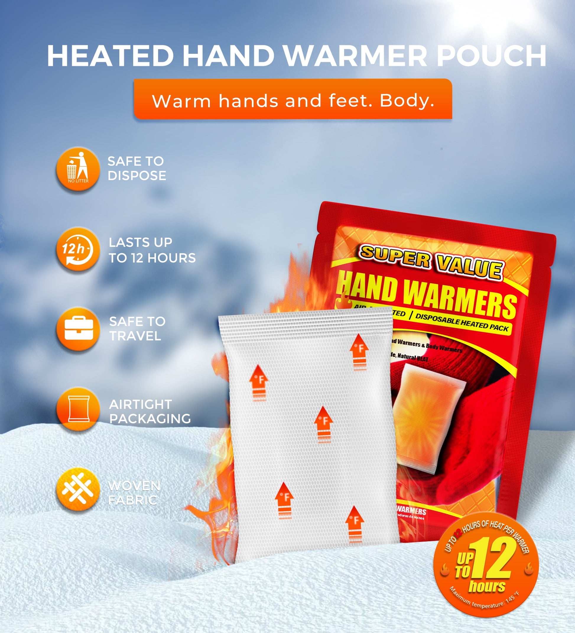 NFTIGB Hand Warmers Disposable 55 Pack, Long Lasting Safe Air Activated, up to 12 Hours of Heating