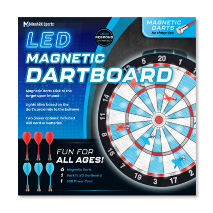 LED Magnetic Dartboard, Dart and Target Game, for All Ages, by MinnARK